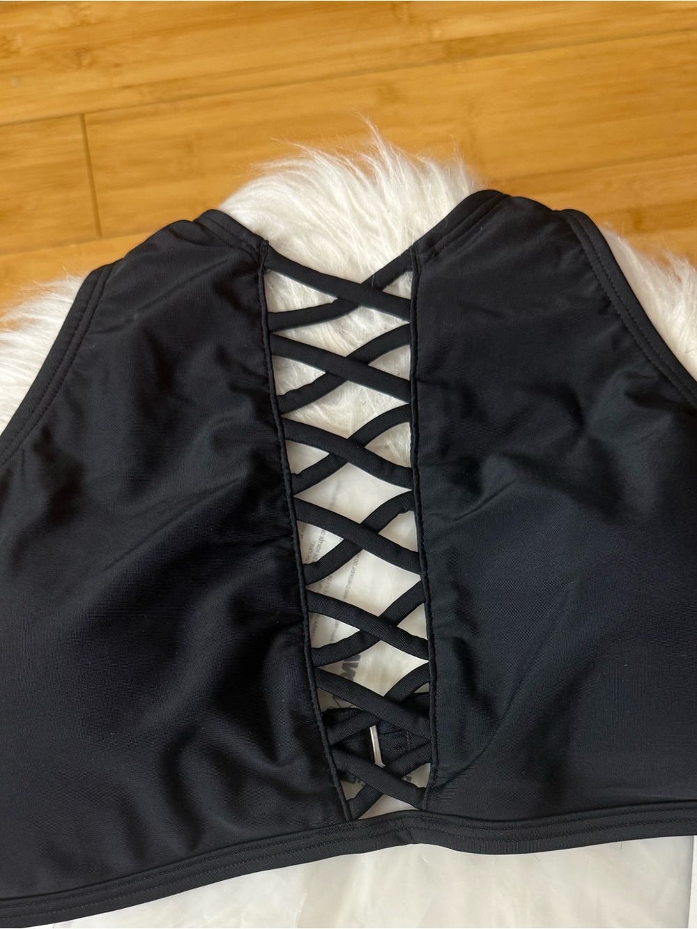 Hollister Black Lace-Up Back Active Bra